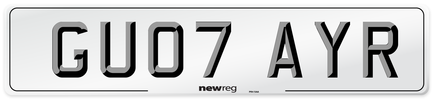 GU07 AYR Number Plate from New Reg